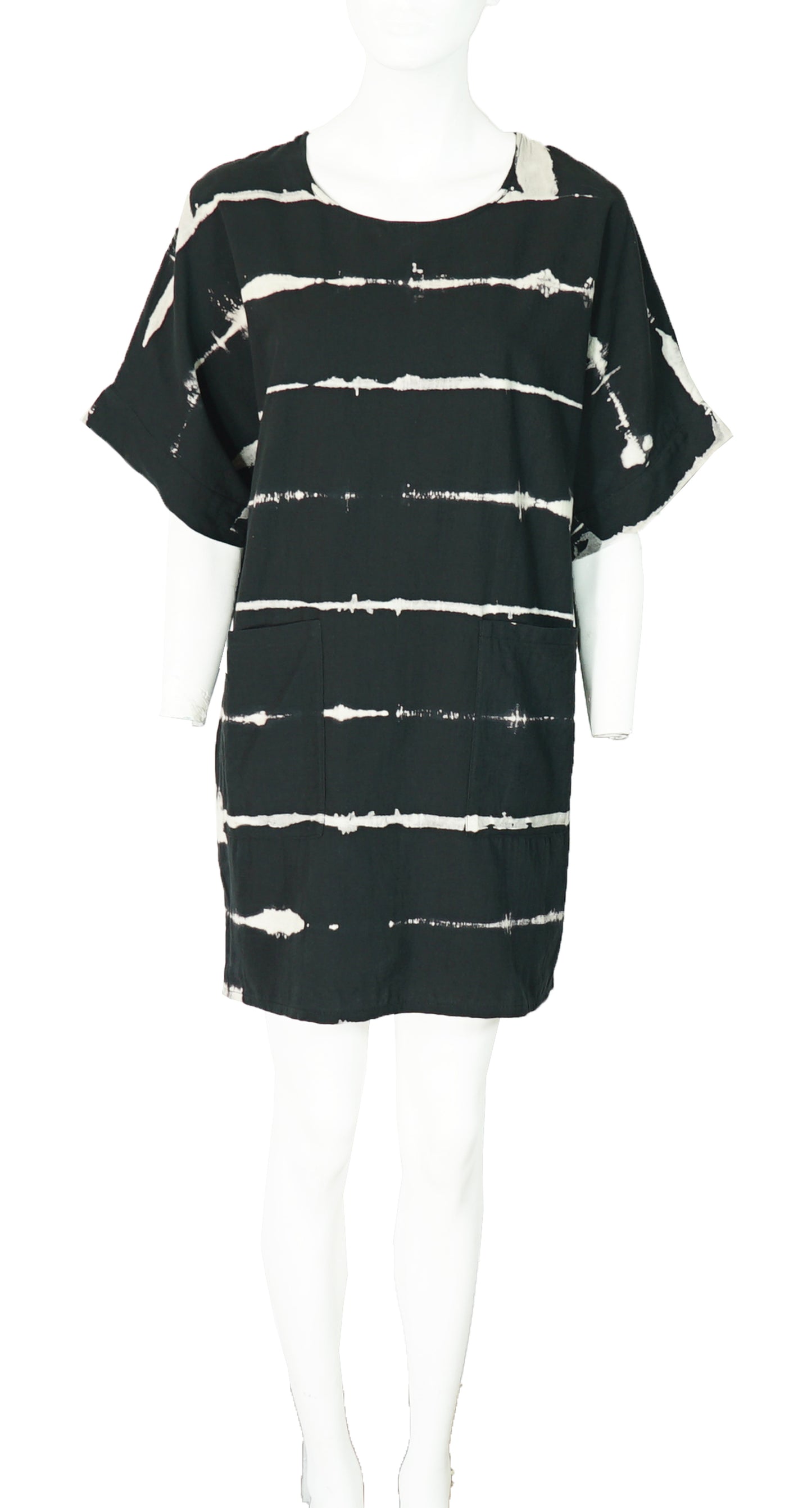 Blusón Vestido Amanda Shibori Negro Gris Horzontal