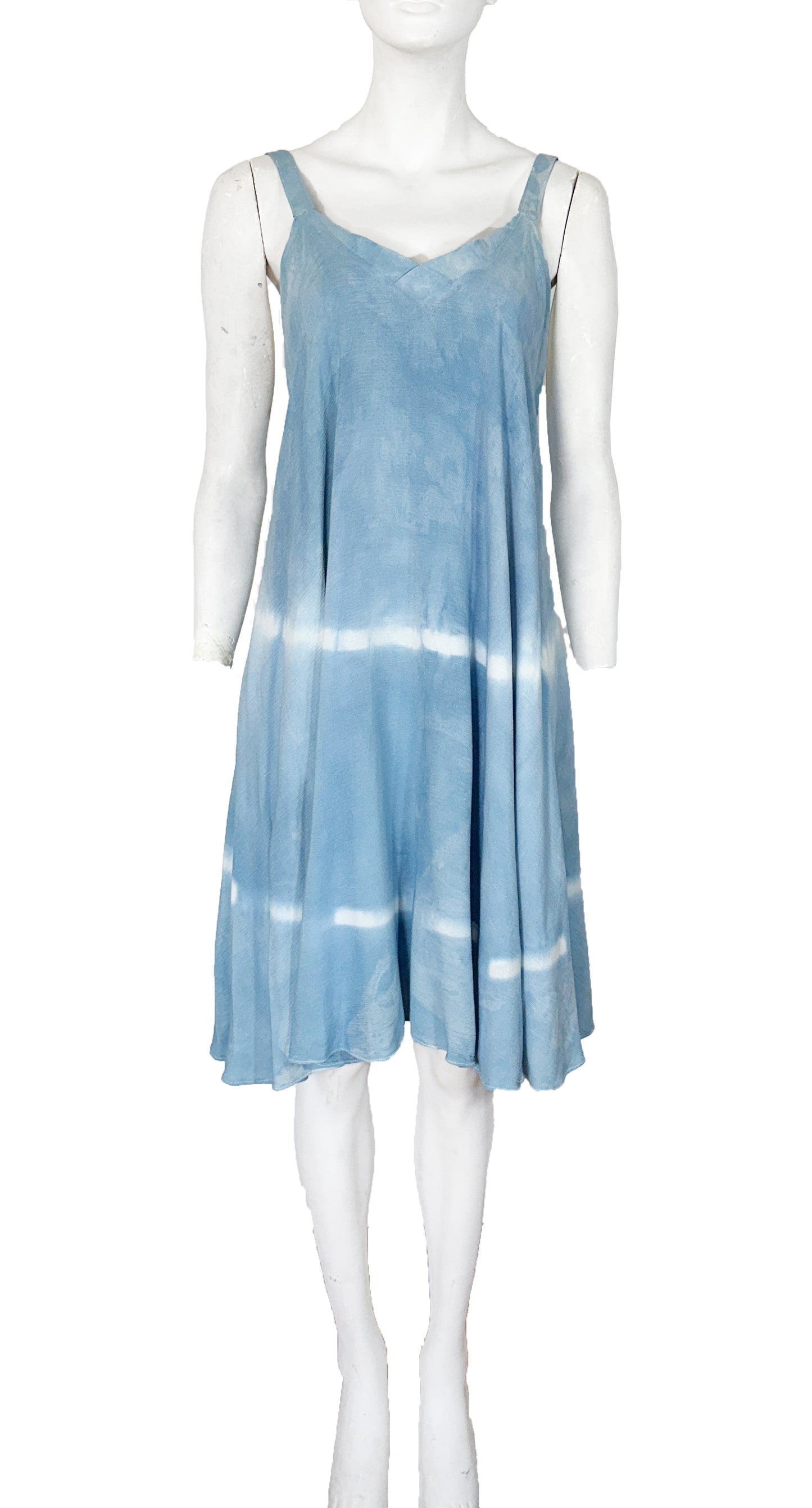 Vestido Evangelina Corto Shibori Añil