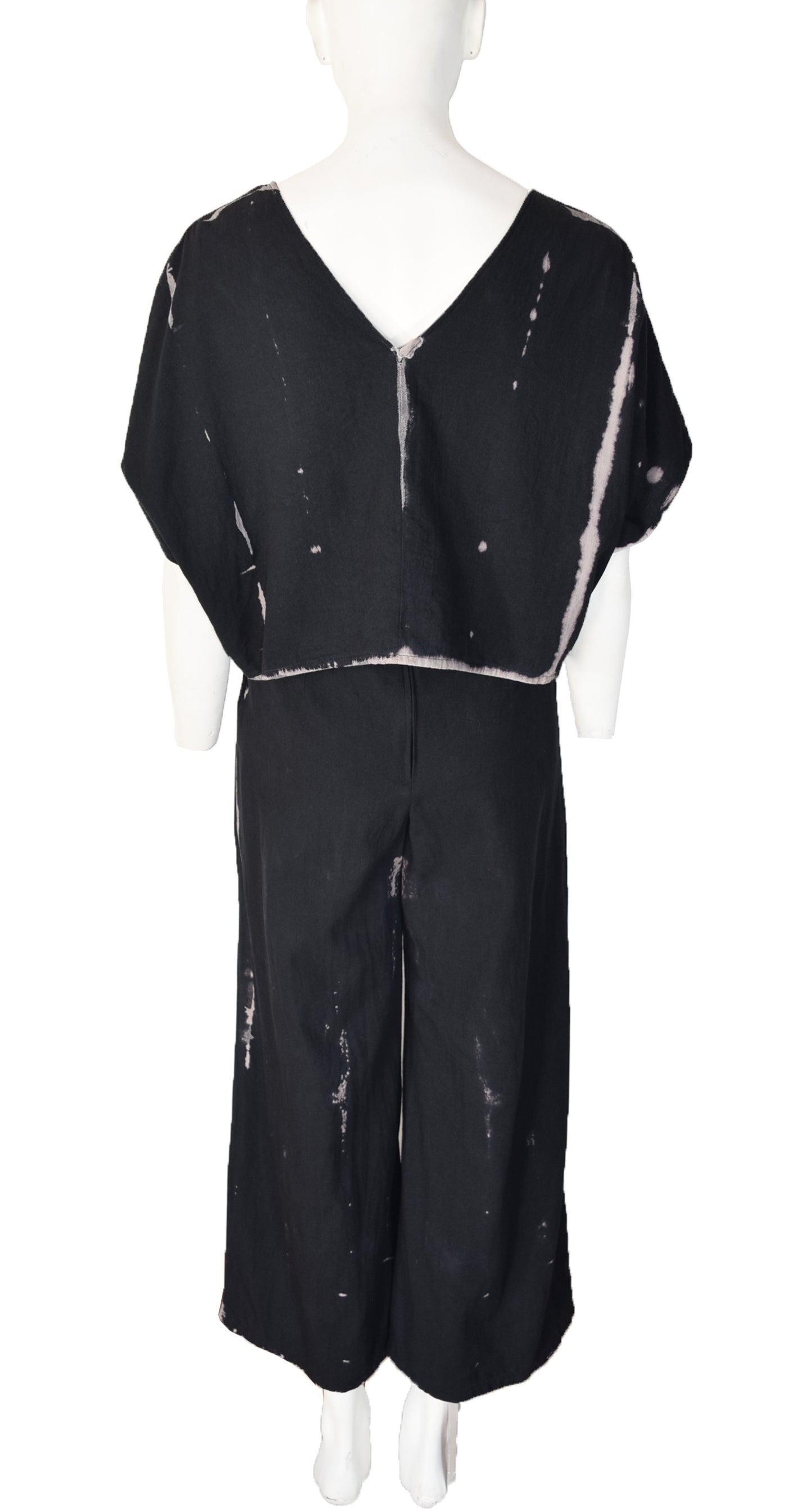 Pantalón Eva negro Shibori - Blanco