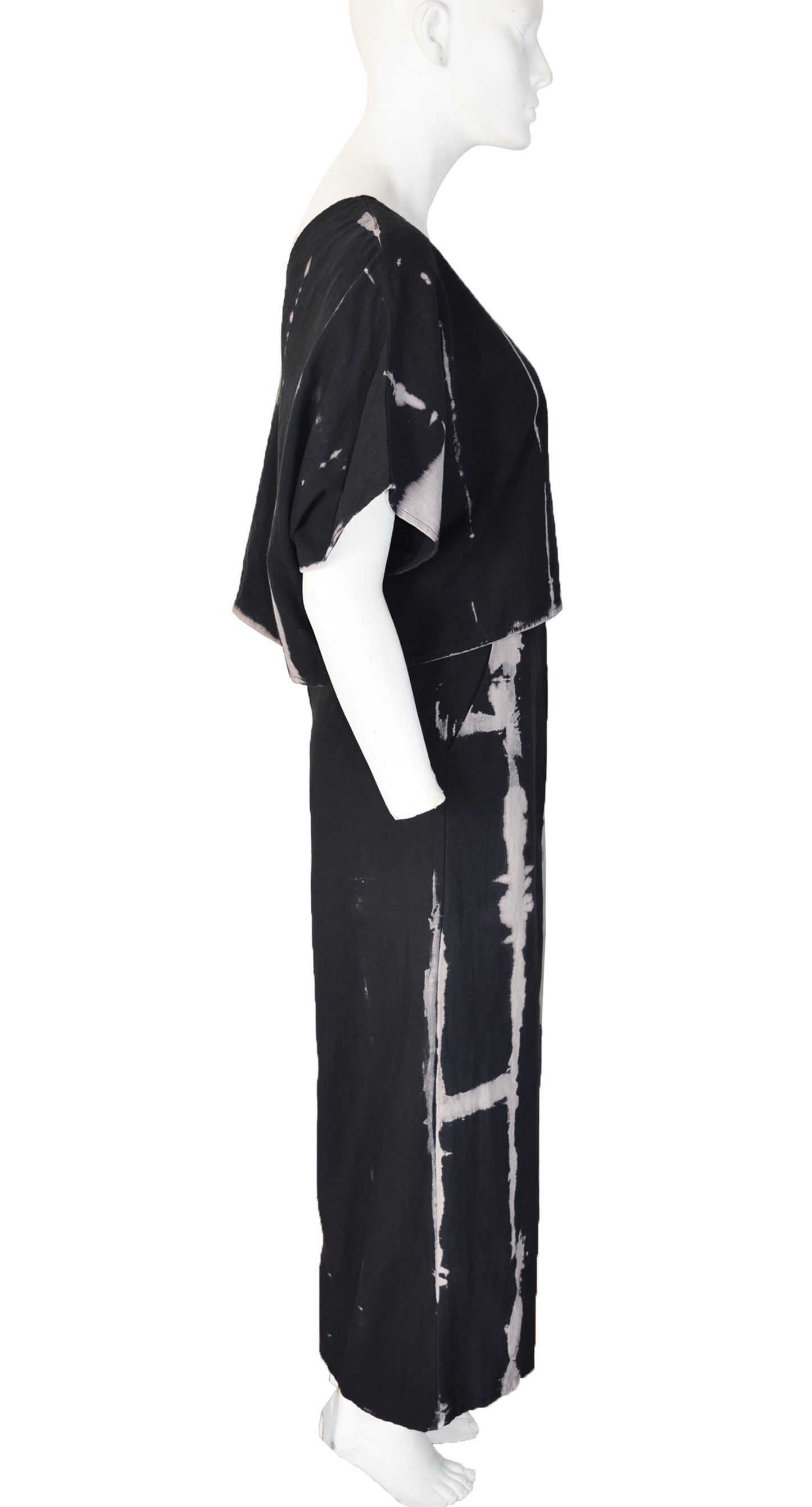 Pantalón Eva negro Shibori - Blanco