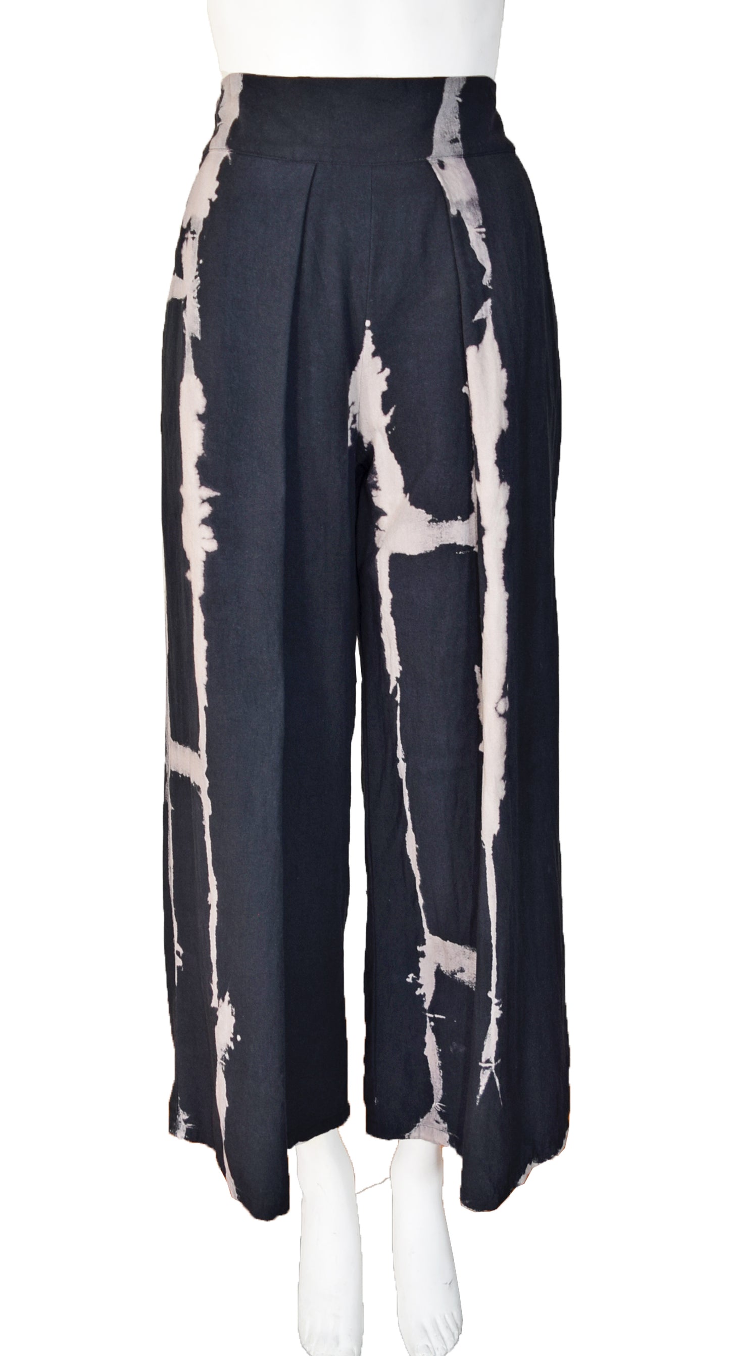 Pantalón Eva negro Shibori - Blanco