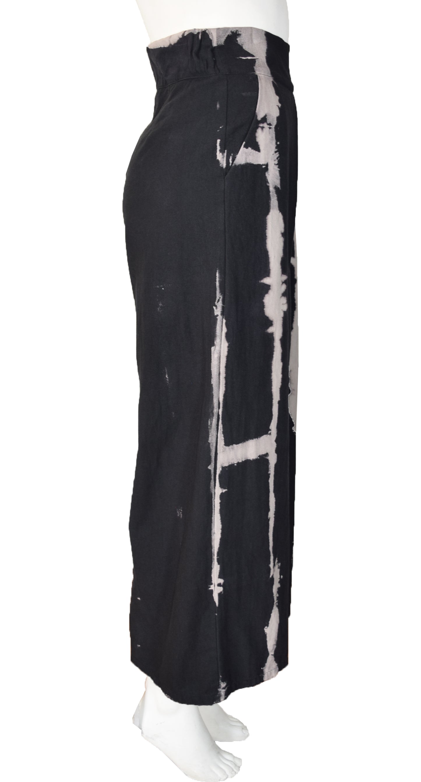 Pantalón Eva negro Shibori - Blanco