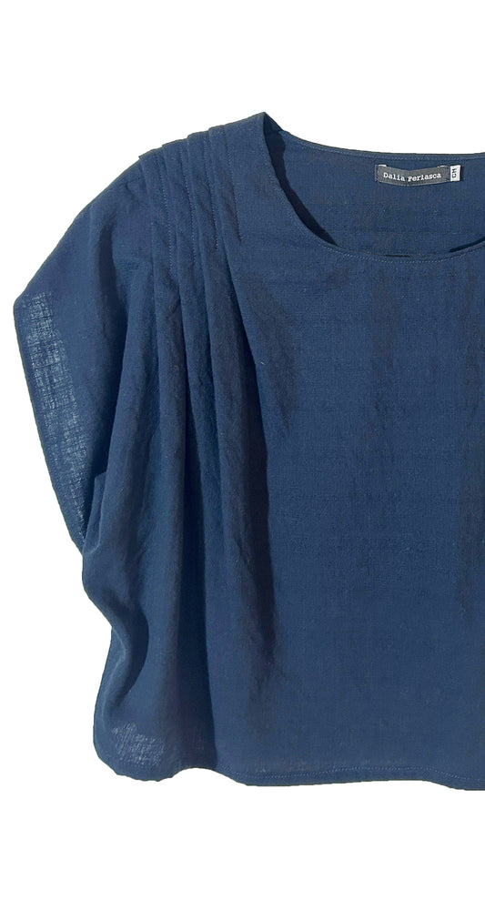 Blusa Alforcina Azul