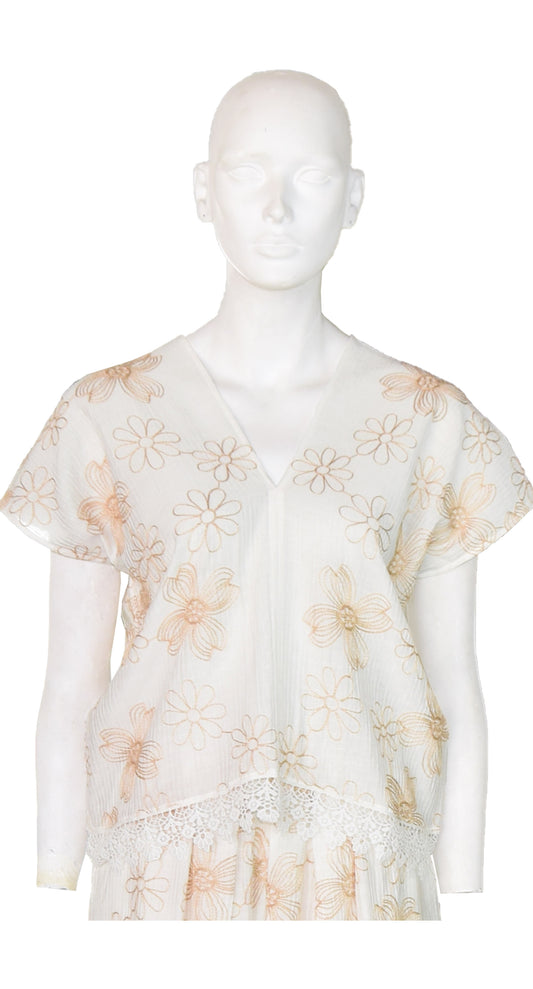 Blusa Flor Beige