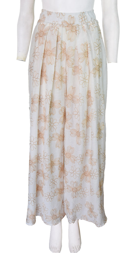 Pantalón Elisa Elástico Flor Beige