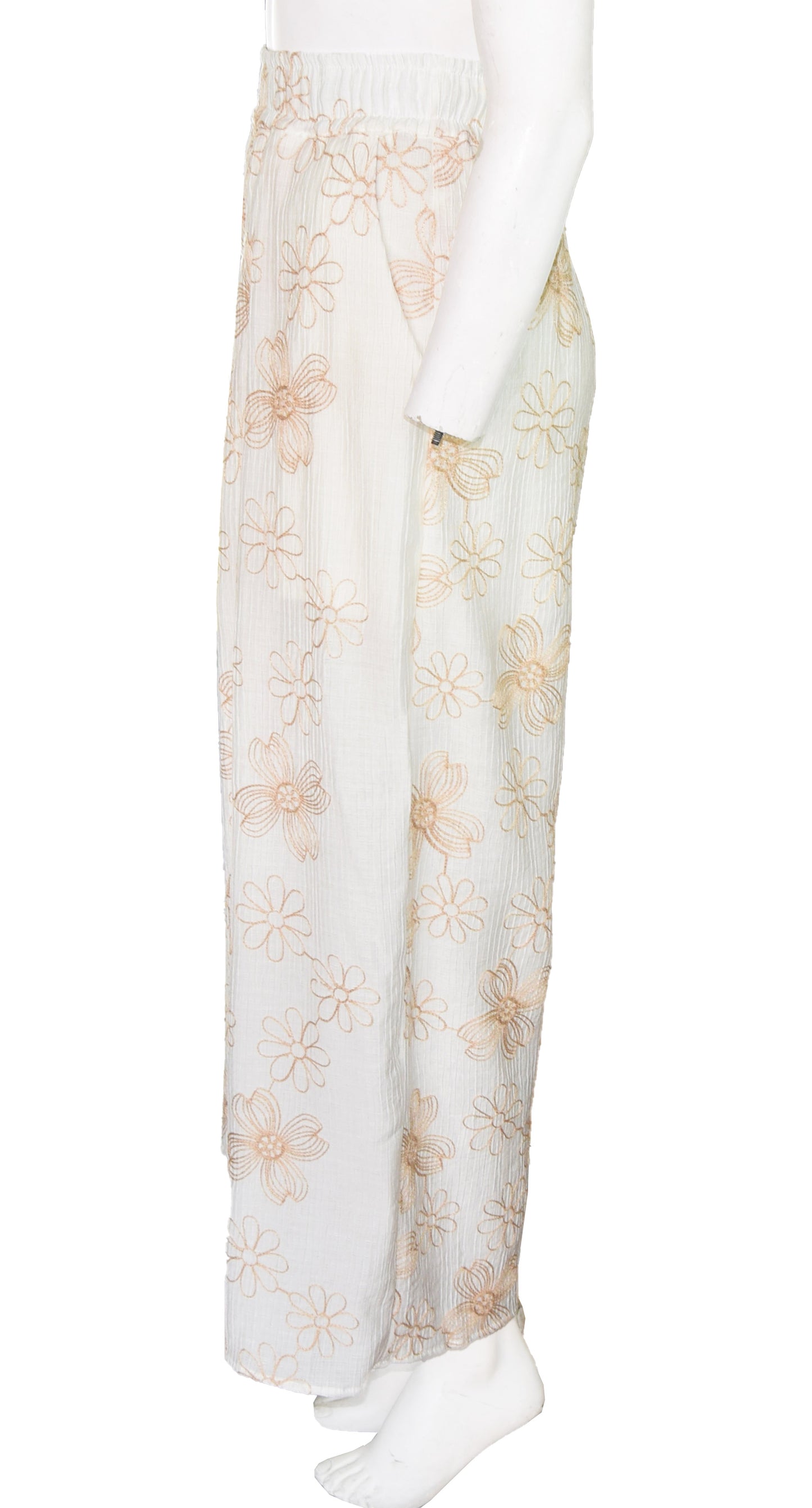 Pantalón Elisa Elástico Flor Beige